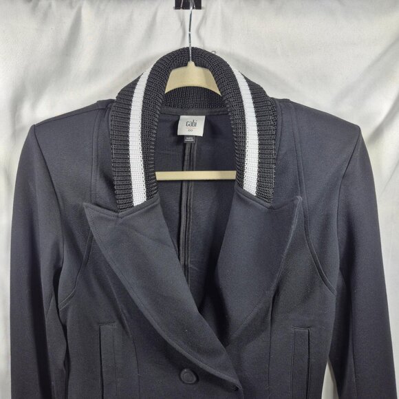 Cabi Jacket Womens 00 Black White Knit Blazer Cropped Long Sleeve Stretch - Picture 4 of 9